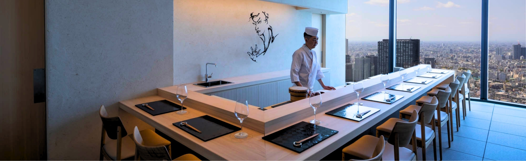 Sushi JIN-E is one of four dining options at BELLUSTAR TOKYO, a Pan Pacific Hotel, Tokyo, Japan.