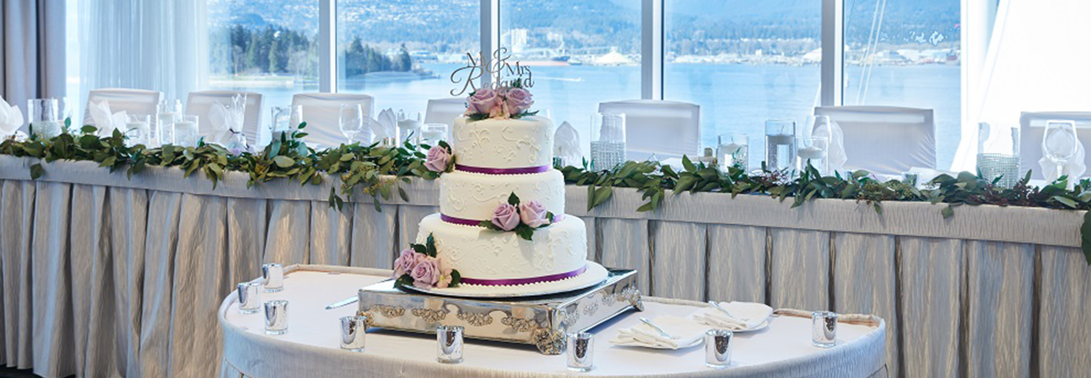 wedding cake on display at wedding venue